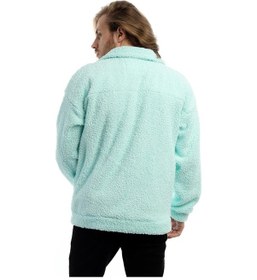Resim Polostate Erkek Kıvırcık Peluş Cıt Cıt Kapamalı Ceket Mint Mint Yeşili 