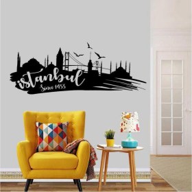 Resim Ne Verelim Size Istanbul Cami Köprü Silueti Büyük Boy Dekoratif Duvar Sticker, Çıkartma, Etiket 