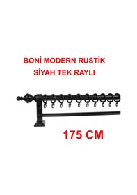 Resim Boni Modern Rustik Ahşap Rustik Perde Askısı Tek Raylı-meşe 175 Cm Meşe 