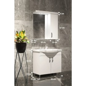 Resim Özceden Yıldız Banyo Dolabı 65 cm Beyaz Mdf 