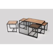 Resim Sivas Gözde Ferforje Ahşap Tarz 4 Zigonlu Orta Sehpa 90X90X44CM 