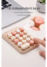 Resim Renkli Daktilo Tarzı Vintage Kablosuz Wıreless Numeric Keypad 18 Tuşlu Sayısal Klavye Numpad 