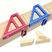 Resim 45/90 Derece Alüminyum Kare Açı Ölçüm Aracı - Yüksek Hassasiyetli Dayanıklı Marangoz Cetveli, Kırmızı İşaretlerle, Ahşap İşleri ve DIY Projeleri için Çok Amaçlı Çizim Cetveli, Ahşap İşleri Araçları 