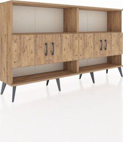 Resim Arges Konsol 4 Raflı 4 Kapaklı 176x30x99 Çam-çam/antrasit Çam-çam/antrasit 