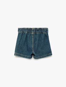 Resim Kız Bebek Normal Bel Bağlama Detaylı Pamuklu Denim Şort Etek 