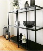 Resim MERZANA Metal Siyah Dresuar 3 Raflı 
