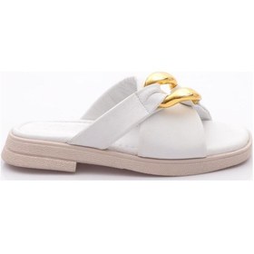 Resim Dgn 0050-3656 Kadın Tokali Terlik Beyaz 