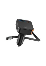 Resim Wiwu Wi-cc033 Type-c + Usb-a Hızlı Şarj Akım Korumalı Dahili Kablolu Araç Şarj Aleti 65w Siyah 