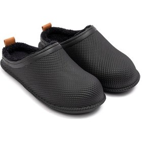 Resim Gezer 12464 Eva İçi Kürklü Islak Zemin Erkek Kışlık Ev Bahçe Sokak İş Terliği Siyah 