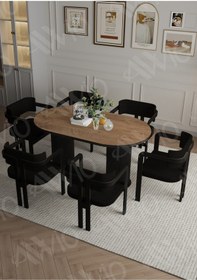 Resim Avvio Bohem Ayak 6'lı Tokyo Metal Demonte Sandalye 80x160 Masa Sandalye Takımı Akçaağaç 