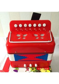 Resim H.oner 3 Bas 7 Sesli Kırmızı Renk Çocuklar İçin Mini Akordeon 