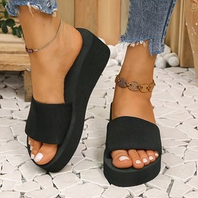 Resim Chiwei Moda Siyah Kaydırak Sandaletler Kadınlar ve Çiftler İçin - Yaz 2025 Trend Kalın Taban, Açık Burun Tasarımı, Rahat EVA Malzeme, İç ve Dış Mekan Kullanımı İçin İdeal, Öğrenci, Ev Kullanımı, Chiwei 