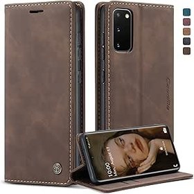 Resim owlhold Samsung Galaxy S20 5G için cep telefonu kılıfı, birinci sınıf deri kılıf yumuşak vintage nubuk deri katlanabilir stant fonksiyonlu kılıf kart bölmesi stant fonksiyonu darbeye dayanıklı 