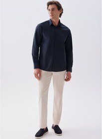Resim Mudo Erkek Kemik Rengi Beli Bağlamalı Tapered Fit Chino Pantolon 