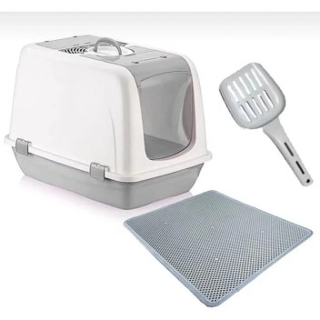 Kedi Tuvaleti Xxl Kapalı Büyük Boy (52*66*46)Cm Elekli Paspas Hediyeli