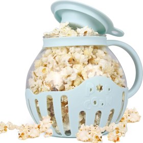 Resim Irenein Patlamış Mısır Makinesi Mikrodalga Atıştırmalık Patlamış Mısır Hava Patlatıcıları 2.25 Quart Patlamış Mısır Kasesi Borosilikat Mutfak Aksesuarları, Mavi (Yurt Dışından) 