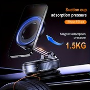Resim Manyetik Telefon Tutucu, Yükseltilmiş Alüminyum Alaşımlı, 360° Dönebilen ve Katlanabilir Tasarım, Vakumlu Emme Kupası ile - Araba Gösterge Paneli, Banyo Fayansları ve Cam Yüzeyleri için Mükemmel 