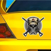 Resim Komik Kafatası Kendinden Yapışkanlı Çıkartma Araba Plakası Su Geçirmez Oto Dekorları C-20cm-longest Side 