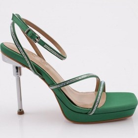 Resim Dgn 1278 Kadin Taş İp Detayli Topuklu Ayakkabi 1278-2370-R12562 Yeşil 