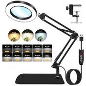 Resim Willowhaven Siyah 10x Büyüteç Işıklı Ve Ayaklı, 10 Seviye Dimmer, 3 Renk Modu, Ayarlanabilir Boyun Siyah 