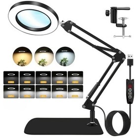 Resim Willowhaven Siyah 10x Büyüteç Işıklı Ve Ayaklı, 10 Seviye Dimmer, 3 Renk Modu, Ayarlanabilir Boyun Siyah 