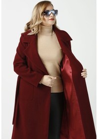 Resim Moda Berray 904 Bordo Mono Yaka Torba Cepli Kaşe Kaban Bordo 