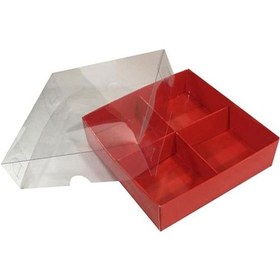 Resim Asetat Kapaklı Karton Kutu 12X12X3 Cm 4 Bölmeli Kutu 10 Adet K N11.5445 