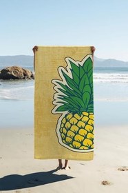 Resim Dijital Baskı Plaj Deniz Havlusu Ananas Desenli Peştamal HVL0097 