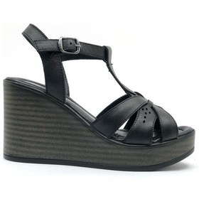 Resim Venüs Upsa Hakiki Deri Comfort Ortopedik Kadın Sandalet Siyah 