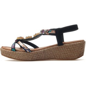 Resim Guja Kadın Taş Detaylı Dolgu Topuklu Günlük Sandalet 25y 25y153 Z Siyah Siyah 