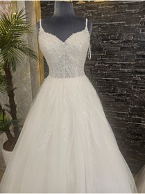 Resim BY SD MY DREAM Askılı İncili a kesim gelinlik 