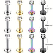 Resim 2 Adet Labret Piercing Dudak Halkası Paslanmaz Çelik Kıkırdak Tragus Küpe Takısı 16G Vücut Aksesuarı 