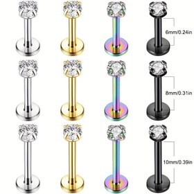 Resim 2 Adet Labret Piercing Dudak Halkası Paslanmaz Çelik Kıkırdak Tragus Küpe Takısı 16G Vücut Aksesuarı 