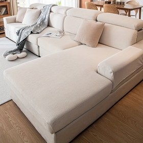 Resim Modern Çizgili Kanepe Kılıfı: Evcil Hayvan Dostu, Kaymaz ve Makinede Yıkanabilir L Şeklinde ve 1/2/3/4 Kişilik Kanepeler için, Noel Hediyesi 