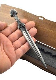 Resim Kafkas Çerkes Kama Zarf Açacağı Ekolejik Gümüş Eskitme Görünümlü Mdf Kutulu 