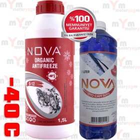 Resim Nova -40 Derece Organik Kırmızı G12 Antifriz 1.5litre +cam Suyu 