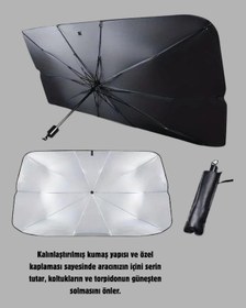 Resim Hnrlıshp Katlanabilir Ön Cam Güneşliği Şemsiye Her Araca Uygun Isı Ve Işık Koruması 