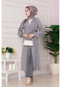 Resim Sevitli Yandan Bağlamalı Mevsimlik Kap-gri-4828 Gri 