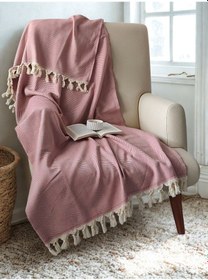 Resim %100 Pamuk Koltuk Örtüsü - Çok Amaçlı Koltuk Şalı, Pike, Piknik Örtüsü-170x220cm Gulkurusu Gül Kurusu 