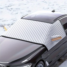 Resim Kalınlaştırılmış Manyetik Araba Kar Örtüsü - Premium Rüzgarlık Güneşlik Şemsiye, Donmaz Fonksiyon ile - Kış Sürüşü için Dayanıklı ve Kolay Takılan Araba Aksesuarları 