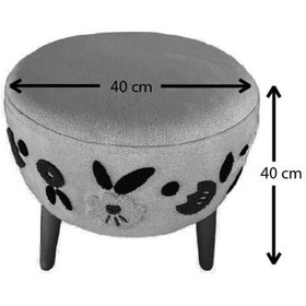 Resim Azra Mobilya Çok Amaçlı Dekoratif Inci Punch Puf-punch Işlemeli Yuvarlak Puf Lale 