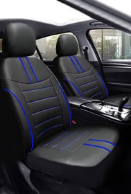Resim TROBUS Mini Countryman Serisi Uyumlu Luxe Deri Modüler Koltuk Kılıfı Takımı Siyah Mavi 