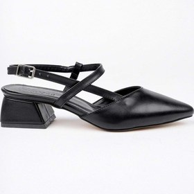 Resim Bulutmod Ba04149 Siyah Deri Kadın Yan Bantlı Günlük Abiye Kısa 3 Cm Topuklu Ayakkabı Siyah Deri 