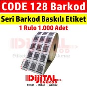 Resim Code 128 Barkod Baskılı Seri Numaralı Etiket Gs1 Barcode/1000Ad. 