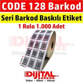 Resim Code 128 Barkod Baskılı Seri Numaralı Etiket Gs1 Barcode/1000Ad. 