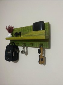 Resim SERTİCARET Yeşil Dekoratif Ahşap Anahtarlık 
