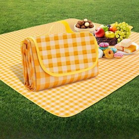 Resim 1 Adet Su Geçirmez Piknik Battaniyesi - Katlanabilir, Kalın Nem Dirençli Tabakalı, Dayanıklı Dokusuz Kumaşlı Kamp, Plaj ve Bahar Gezileri İçin Taşınabilir Mat - Aile ve Arkadaş Toplantıları için Mükemmel, Kare Desenli Su Geçirmez Piknik Örtüsü 