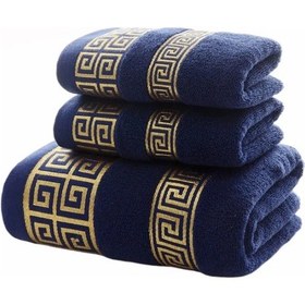 Resim 3 Adet Pamuklu Banyo Havlusu 2 Adet El Havlusu 35x75cm Ve 1 Adet 