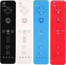 Resim Wii Kumanda 4'lü Paket, WiFi Uzaktan Kumanda Silikon Kılıflı ve Bilek Kayışı Wii/Wii U Konsolu ile Uyumlu - Beyaz+Siyah+Mavi+Kırmızı 