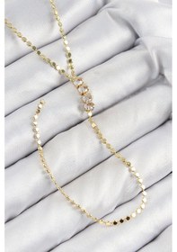 Resim Pirinç Zirkon Taşlı Ezme Zincirli Model Gold Renk Y Kolye - Tj-bko10465 Çok Renkli 